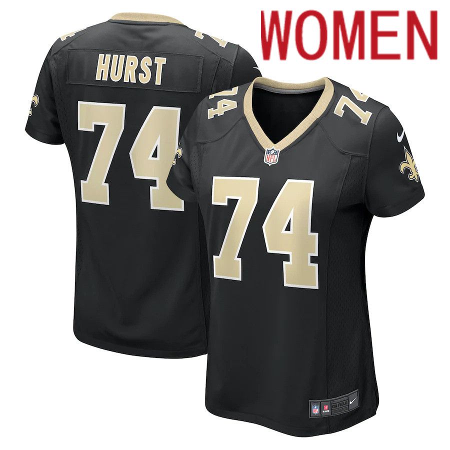 Women New Orleans Saints 74 James Hurst Nike Black Game NFL Jersey